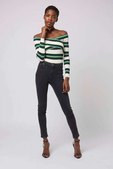 stripe bardot off the shoulder top